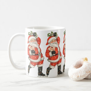 ビクトリア時代のクリスマス ヴィクトリアン サンタクロース アイススケーター コーヒーマグカップ