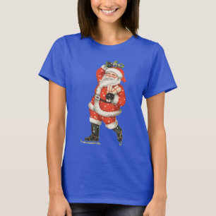 ビクトリア時代のクリスマス ヴィクトリアン サンタクロース アイススケーター Tシャツ
