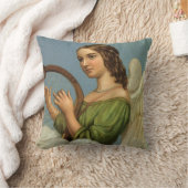 ビクトリア時代のクリスマス、ヴィンテージ天使のハープ奏者 クッション (ブランケット)