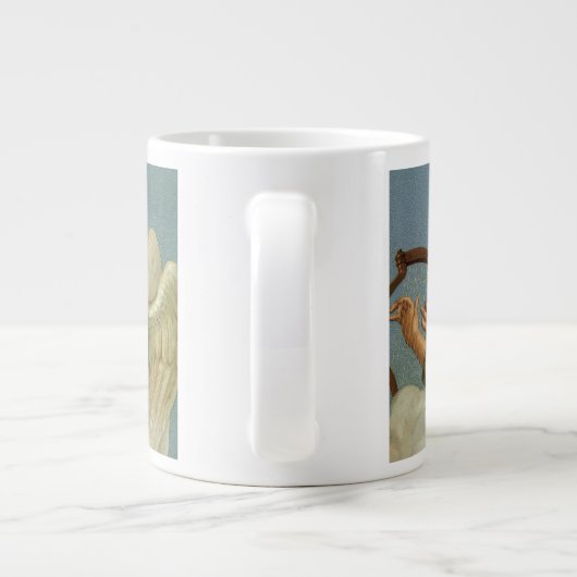 ビクトリア時代のクリスマス、ヴィンテージ天使のハープ奏者 ジャンボコーヒーマグカップ (裏面)