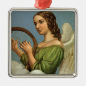 ビクトリア時代のクリスマス、ヴィンテージ天使の音楽ハープ メタルオーナメント (正面)