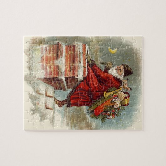 ビクトリア時代のクリスマス ヴィンテージ セイント ニコラスが屋根の上 ジグソーパズル (横)
