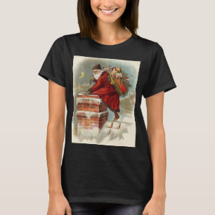 ビクトリア時代のクリスマス ヴィンテージ 聖ニコラスが屋根の上 Tシャツ