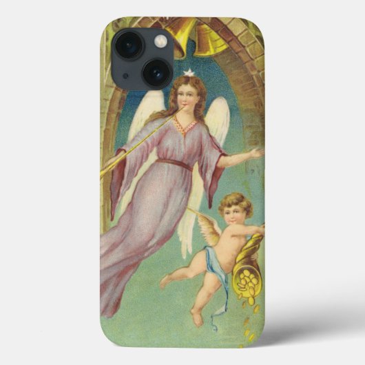 ビクトリア時代のクリスマス、天使とキューピッドのイラスト Case-Mate iPhoneケース (裏面)