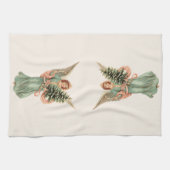 ビクトリア時代のクリスマス、天使とクリスマスツリー キッチンタオル (横)