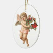 ビクトリア時代のクリスマス、天使と花輪 セラミックオーナメント (左)