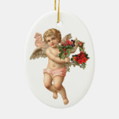 ビクトリア時代のクリスマス、天使と花輪 セラミックオーナメント (裏面)