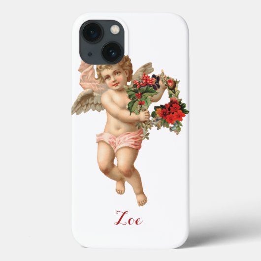 ビクトリア時代のクリスマス、天使と花輪 Case-Mate iPhoneケース (裏面)