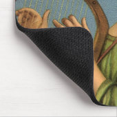 ビクトリア時代のクリスマス、天使のヴィンテージイラスト - 楽器としてハープを弾く美しい音楽天使 マウスパッド (コーナー)