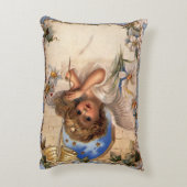 ビクトリア時代のクリスマス、天使のヴィンテージイラスト - 金の鈴 アクセントクッション (裏面(縦))