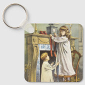 ビクトリア時代のクリスマス、子供のクリスマスストッキング キーホルダー (正面)