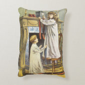 ビクトリア時代のクリスマス、子供のクリスマス靴下 アクセントクッション (裏面(縦))