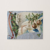 ビクトリア時代のクリスマス、帆船に乗るビクトリアン天使 ジグソーパズル (横)