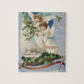 ビクトリア時代のクリスマス、帆船に乗るビクトリアン天使 ジグソーパズル (縦)