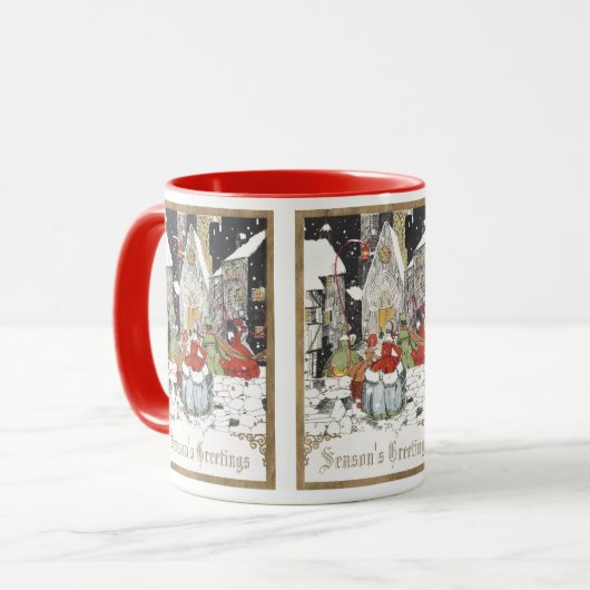 ビクトリア時代のクリスマス、教会に集まる人々 マグカップ (正面左)