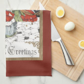 ビクトリア時代のクリスマス 教会へ向かう人々 キッチンタオル (四つ折り)