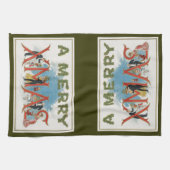 ビクトリア時代のクリスマス、楽しいXmasパーティー キッチンタオル (横)
