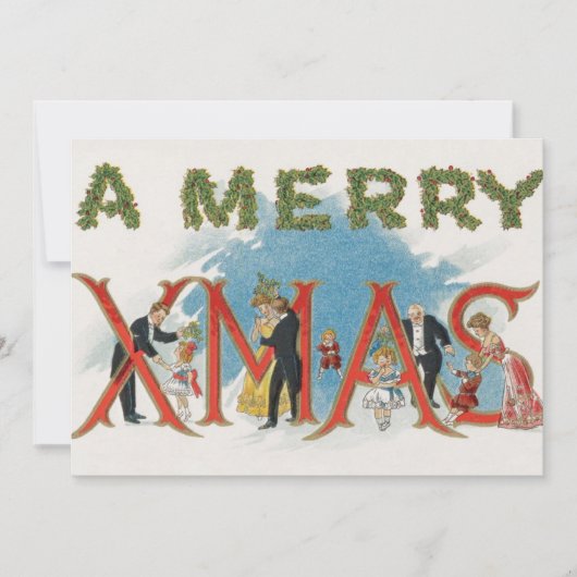 ビクトリア時代のクリスマス、楽しいXmasパーティー 招待状 (正面)
