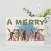 ビクトリア時代のクリスマス、楽しいXmasパーティー 招待状 (スタンド正面)