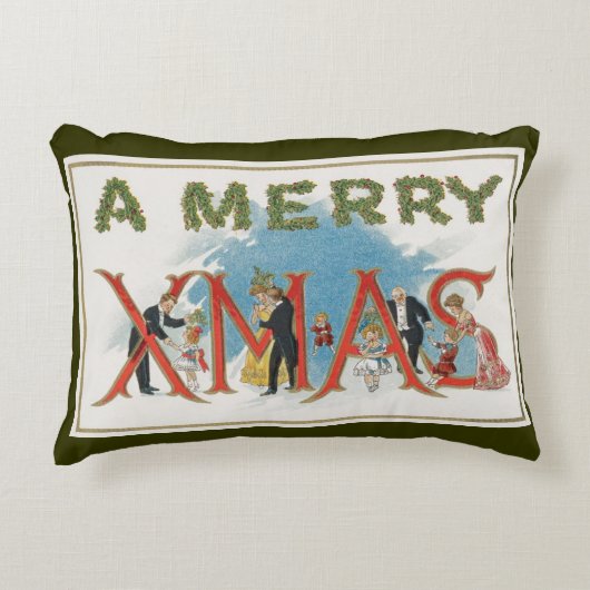 ビクトリア時代のクリスマス 楽しいXmasパーティ アクセントクッション (正面)