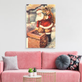 ビクトリア時代のクリスマス　煙突を降りるサンタクロース キャンバスプリント (インサイチュ (リビング))