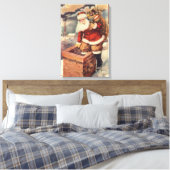 ビクトリア時代のクリスマス　煙突を降りるサンタクロース キャンバスプリント (インサイチュ (寝室))
