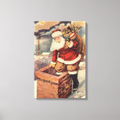 ビクトリア時代のクリスマス　煙突を降りるサンタクロース キャンバスプリント (正面)