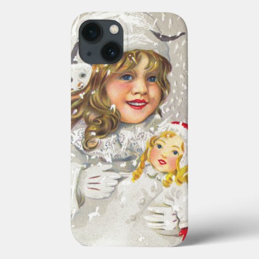 ビクトリア時代のクリスマス　雪の中で人形を持つ少女 Case-Mate iPhoneケース (裏面)