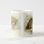 ビクトリア時代のクリスマス、雲の中のビクトリアン天使たち ジャンボコーヒーマグカップ (正面)