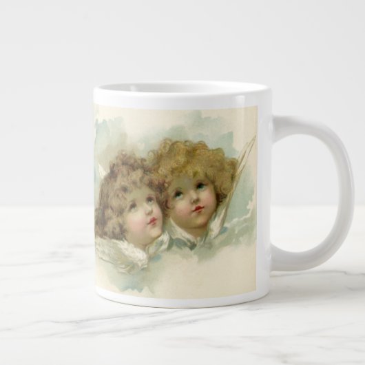 ビクトリア時代のクリスマス、雲の中のビクトリアン天使たち ジャンボコーヒーマグカップ (右)