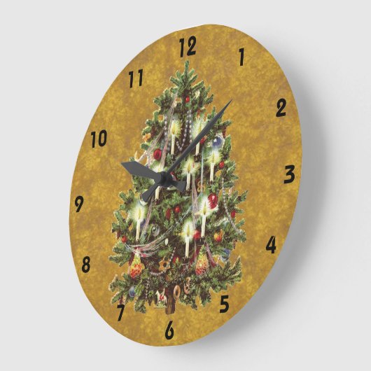 ビクトリア時代のクリスマス、飾られたビクトリアンなツリー ラージ壁時計 (傾斜)