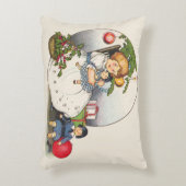 ビクトリア時代のクリスマス、2つのビクトリア時代の子供のイメージ アクセントクッション (正面(垂直))