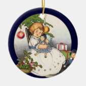 ビクトリア時代のクリスマス、2つのビクトリア時代の子供のイメージ セラミックオーナメント (正面)