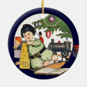 ビクトリア時代のクリスマス、2つのビクトリア時代の子供のイメージ セラミックオーナメント (裏面)