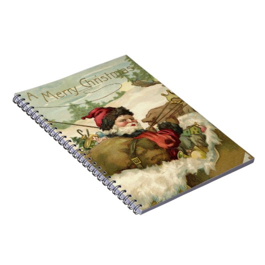 ビクトリア時代のサンタクロースがスレイに乗るクリスマス ノートブック (右側)