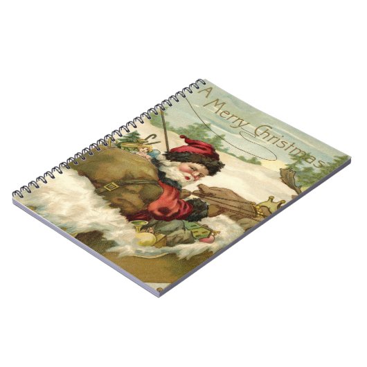ビクトリア時代のサンタクロースがスレイに乗るクリスマス ノートブック (左側)