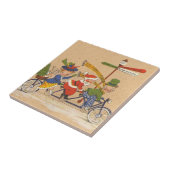 ビクトリア時代のサンタクロースが自転車でクリスマス タイル (側面)