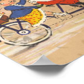 ビクトリア時代のサンタクロースが自転車でクリスマス ポスター (角)