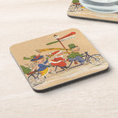 ビクトリア時代のサンタクロースが自転車でクリスマス, ヴィンテージ コースター (左側)