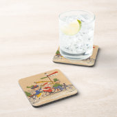 ビクトリア時代のサンタクロースが自転車でクリスマス, ヴィンテージ コースター (右側)