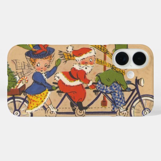 ビクトリア時代のサンタクロースが自転車に乗るクリスマス Case-Mate iPhoneケース (裏面 (横))