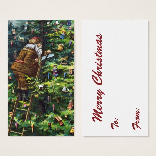 ビクトリア時代のサンタクロースとクリスマスツリー (正面&裏面)