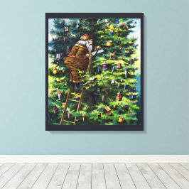 ビクトリア時代のサンタクロースとクリスマスツリー キャンバスプリント