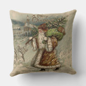 ビクトリア時代のサンタクロースとクリスマスツリー クッション (裏面)