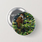 ビクトリア時代のサンタクロースとクリスマスツリー 缶バッジ (正面&裏面)