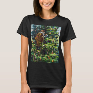 ビクトリア時代のサンタクロースとクリスマスツリー Tシャツ
