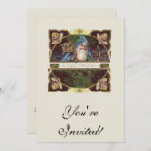 ビクトリア時代のサンタ天使クリスマスアンティーク 招待状 (正面/裏面)