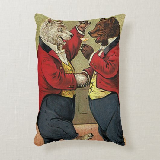 ビクトリア時代のダンシングベア　ゲイ　ハッピー アクセントクッション (正面(垂直))