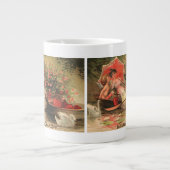 ビクトリア時代のバレンタインデーのキューピッド　ハート ジャンボコーヒーマグカップ (正面)