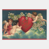 ビクトリア時代のバレンタインデーの天使が天国にいる ラッピングペーパーシート (正面)